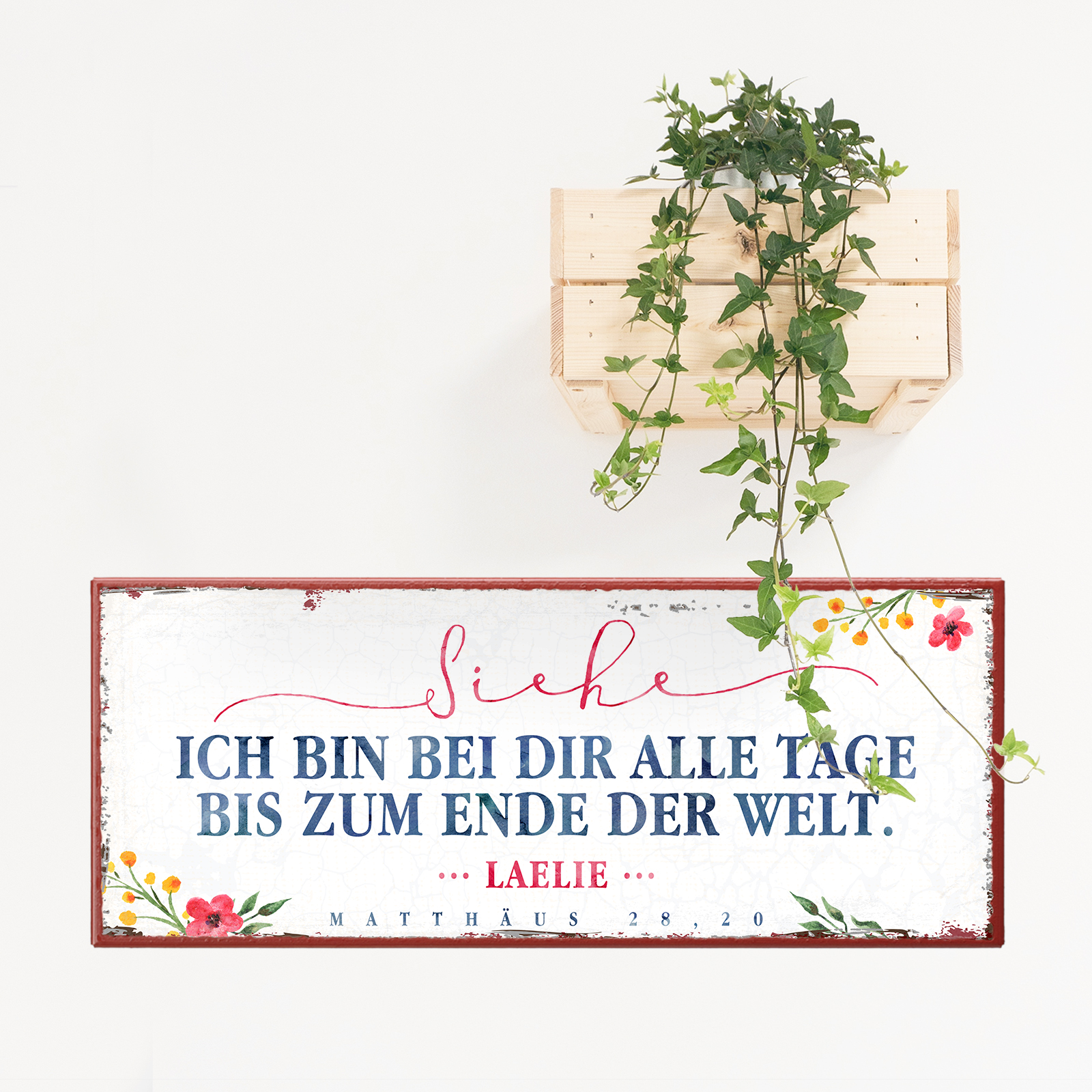 Persönliches Metallschild lang - Siehe, ich bin bei dir