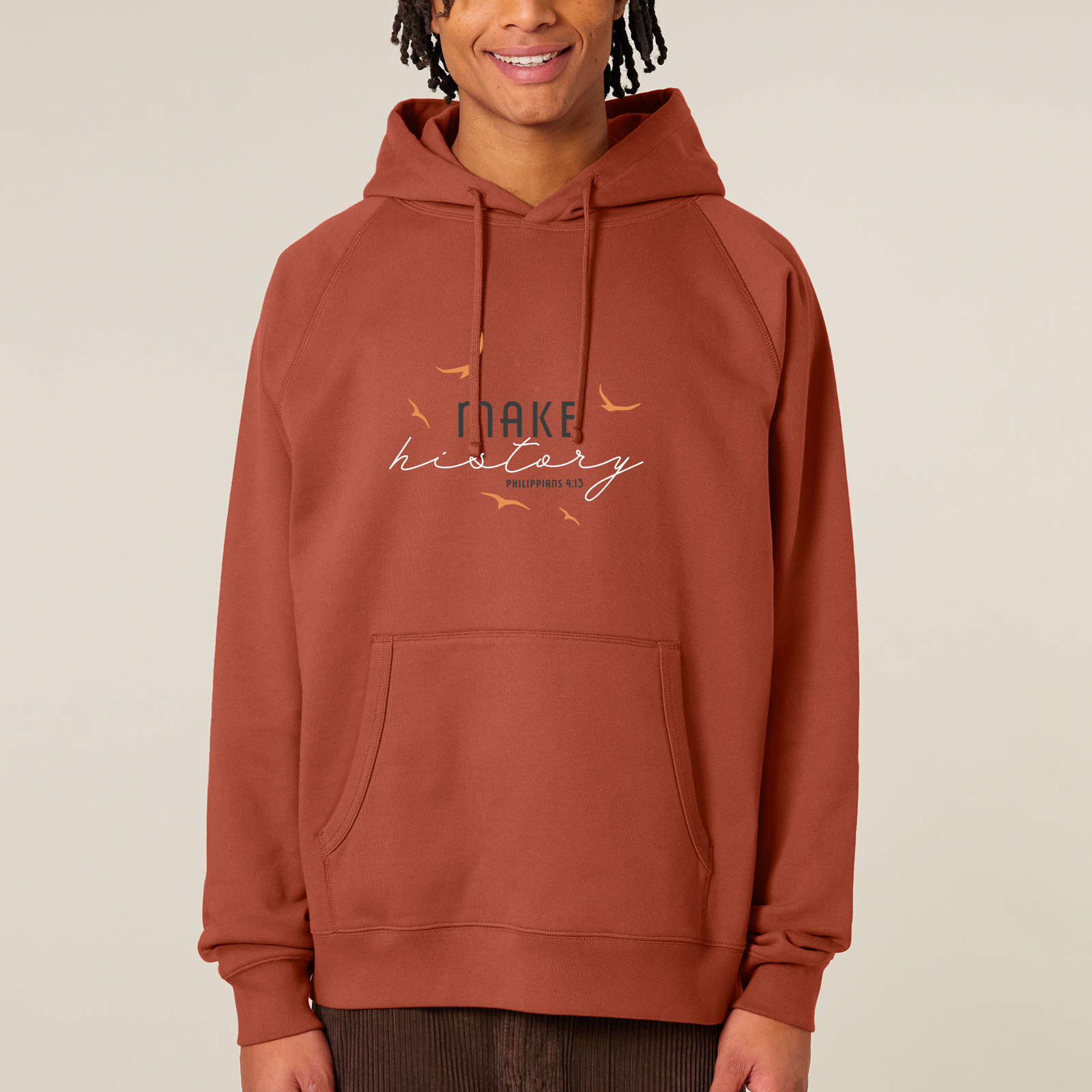 Hoodie Make history (braun)-S