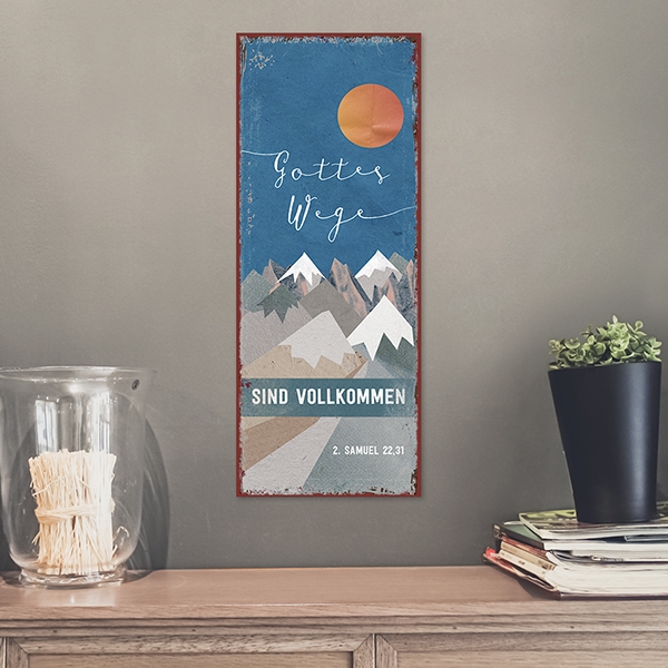 Metallschild lang - Gottes Wege (blau) Metallschild lang - Gottes Wege (blau)