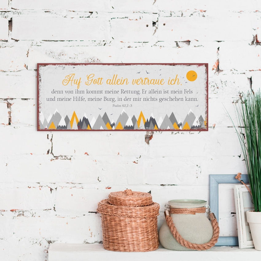 Metallschild lang - Auf Gott allein Metallschild lang - Auf Gott allein