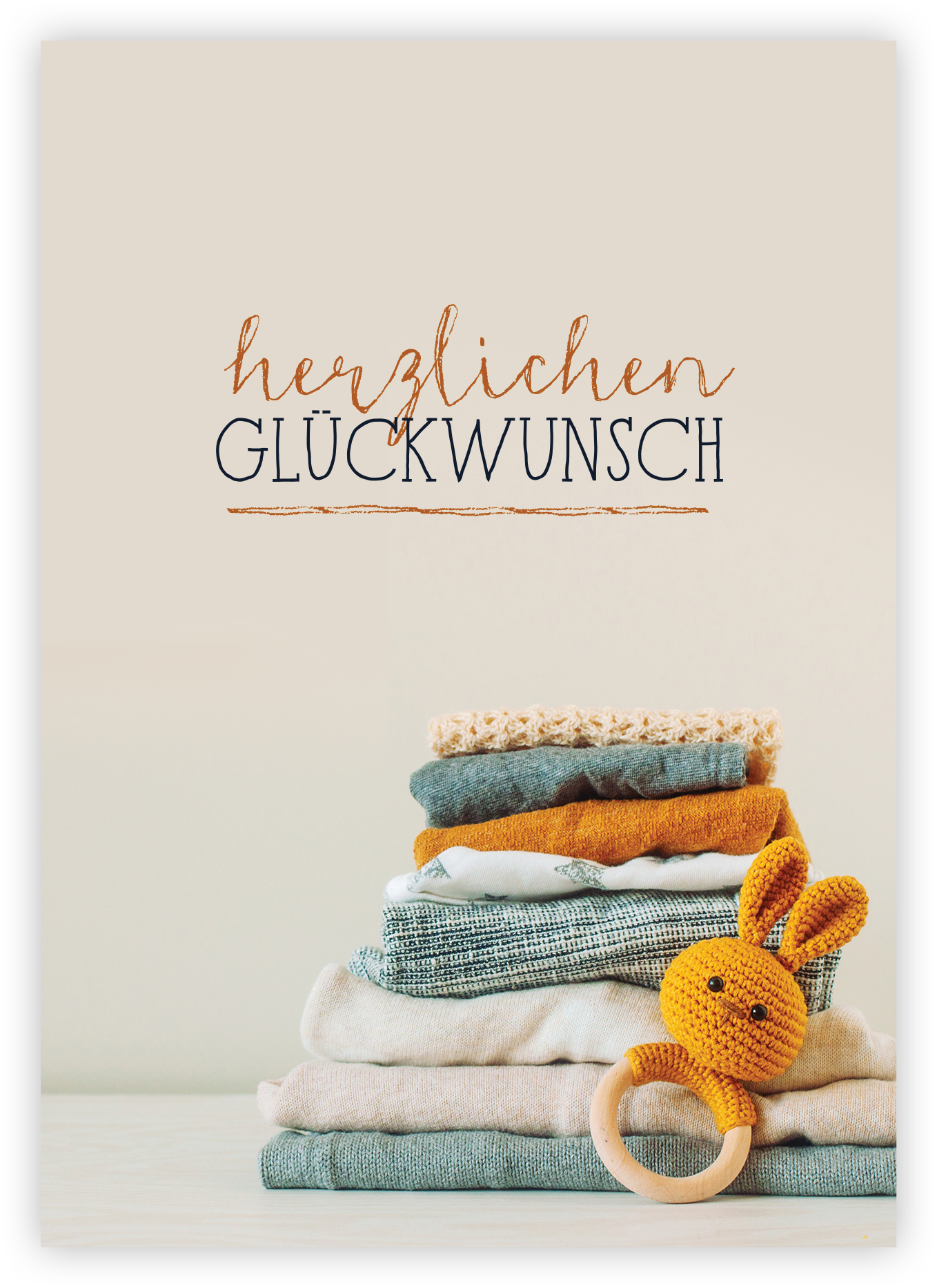 Faltkarte - Herzlichen Glückwunsch (Baby-Rassel)