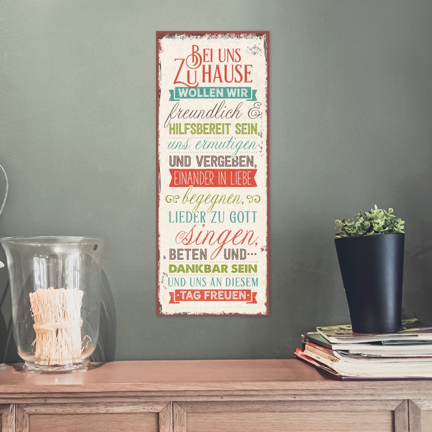 Metallschild lang - Bei uns zu Hause Metallschild lang - Bei uns zu Hause