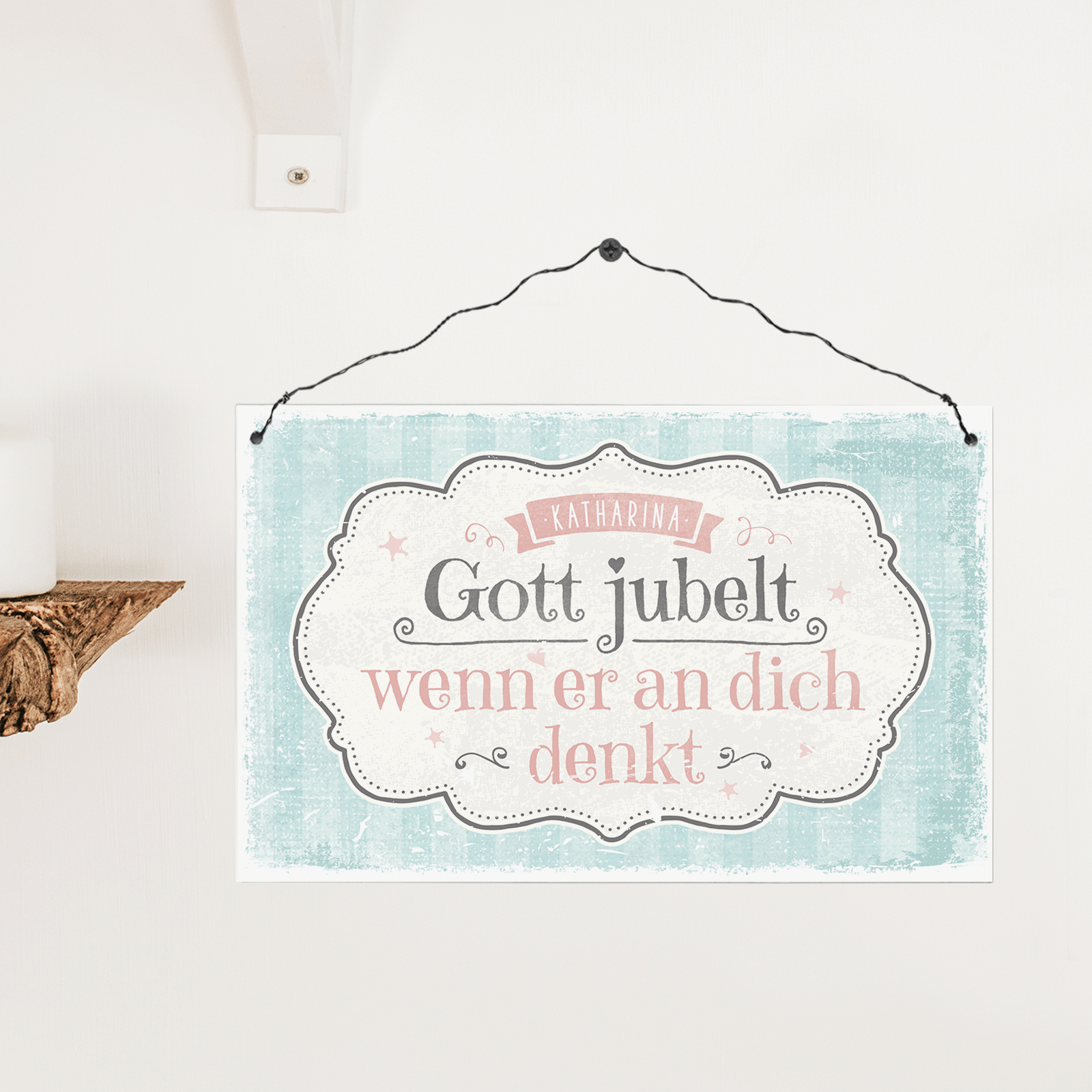 Persönliches Holzschild groß - Gott jubelt