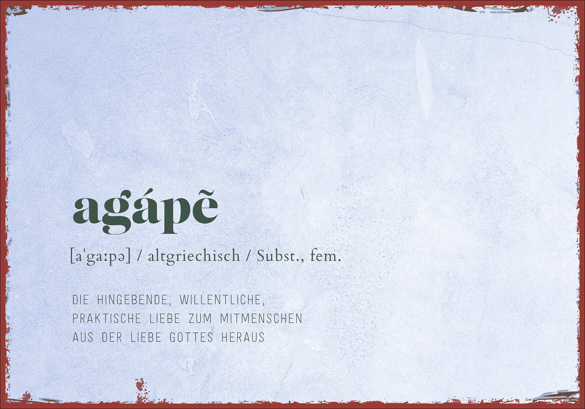 Metallschild klein - agápē - Die Liebe Gottes