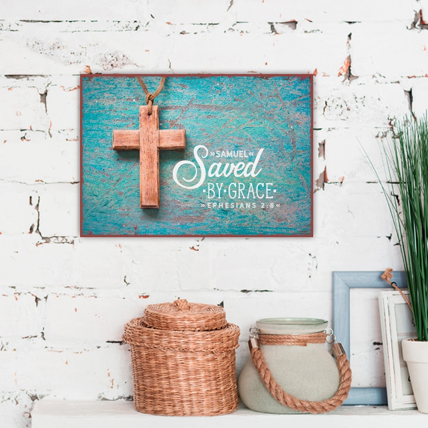 Persönliches Metallschild klein - Saved by grace Persönliches Metallschild klein - Saved by grace