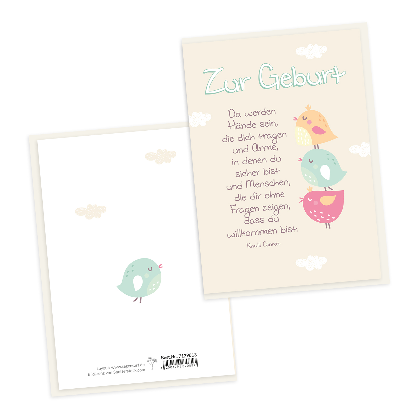 Faltkarte - Zur Geburt (Vögel)