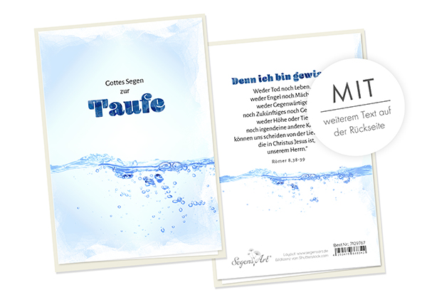 Faltkarte - Gottes Segen zur Taufe (Wasser) Faltkarte - Gottes Segen zur Taufe (Wasser)