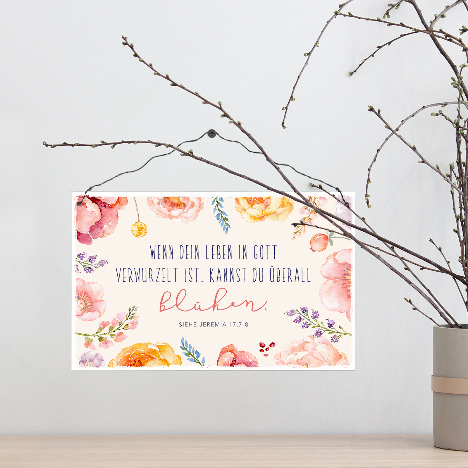 Holzschild groß - In Gott verwurzelt