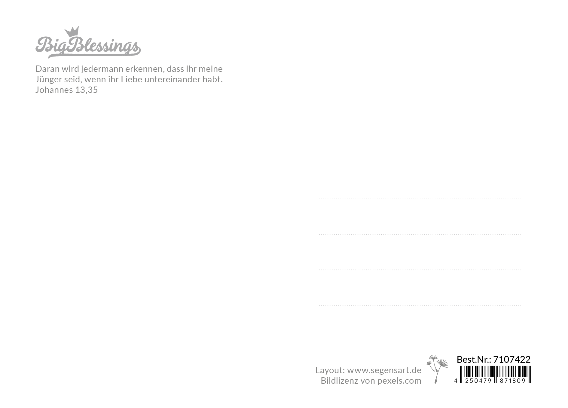 XL-Postkarte - Love one another