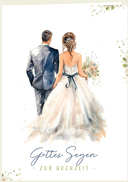 Faltkarte - Gottes Segen zur Hochzeit (Paar Aquarell)