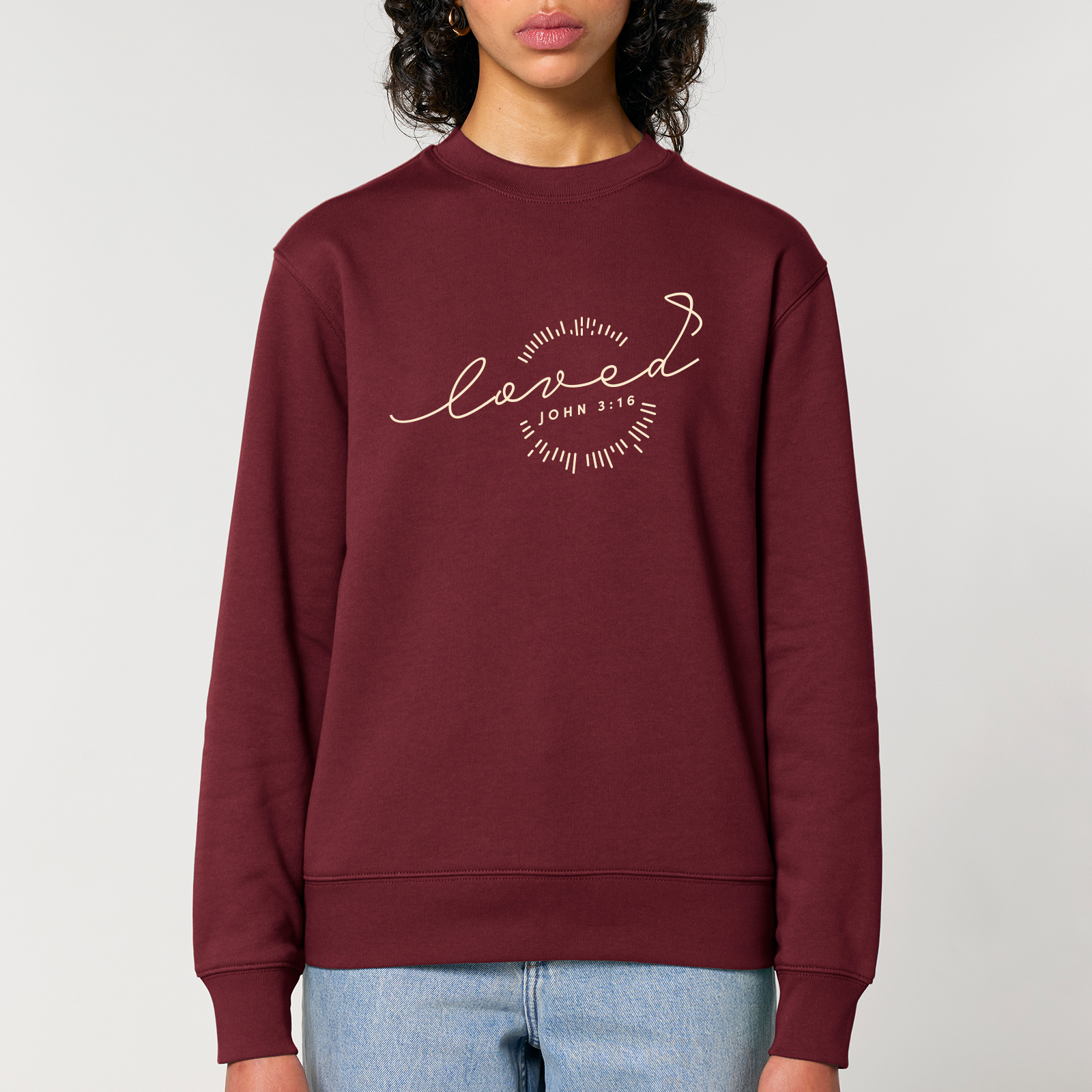 Sweater loved (dunkelrot)-S