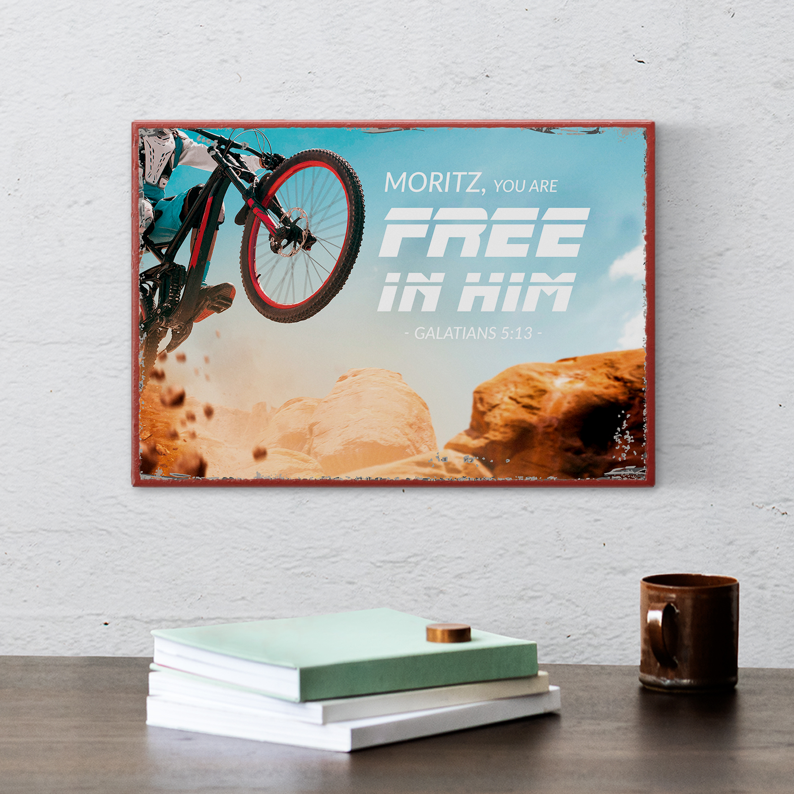 Persönliches Metallschild klein - Free in him