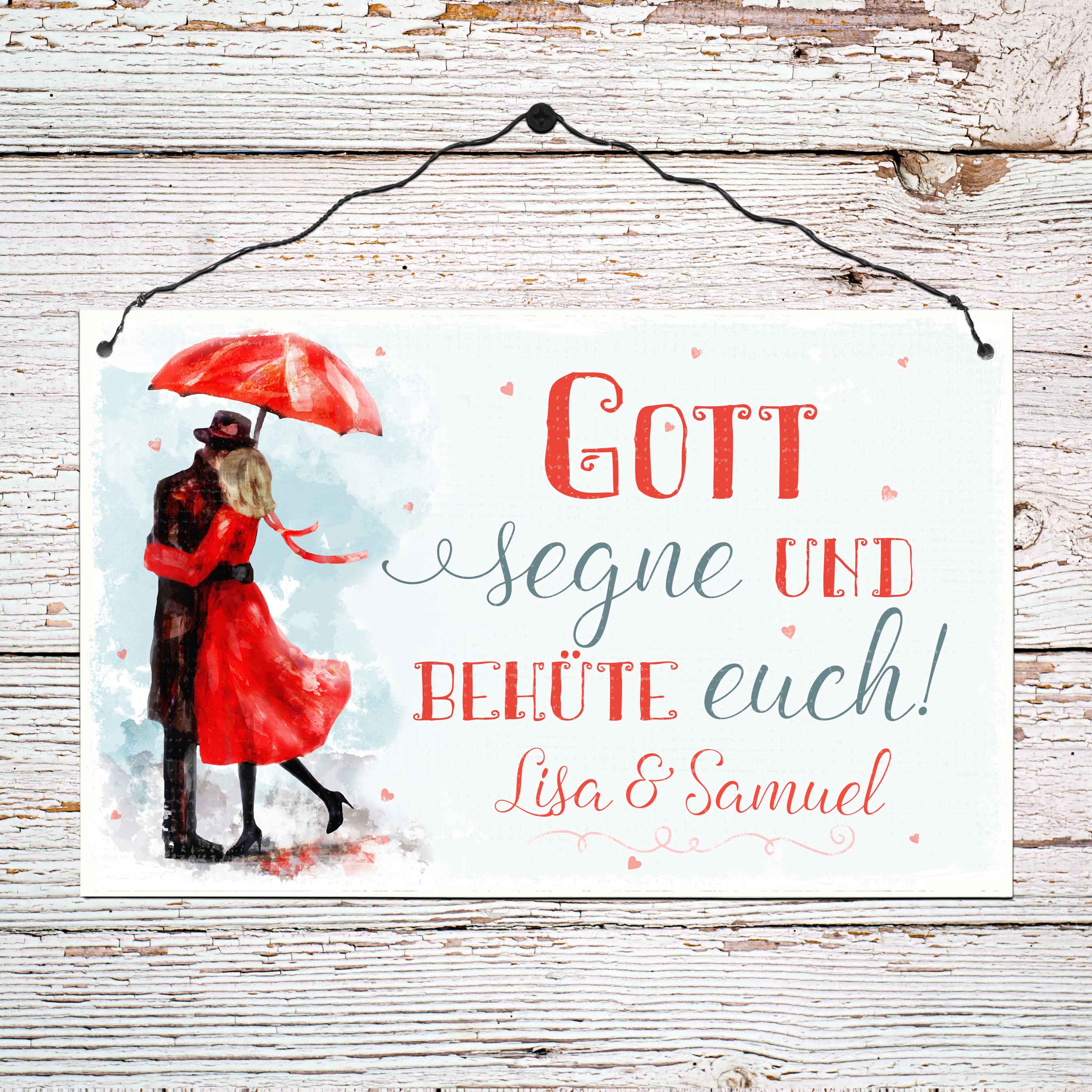 Persönliches Holzschild groß - Gott segne Persönliches Holzschild groß - Gott segne