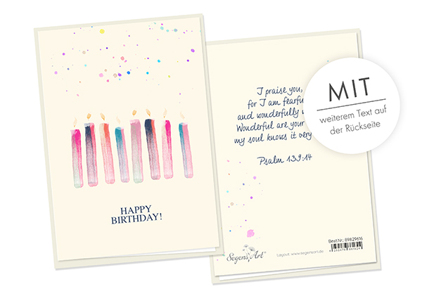 Faltkarte Naturpapier - Happy Birthday - I praise you