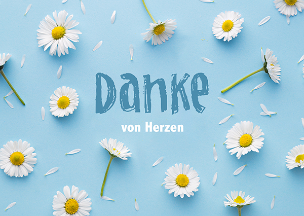 Postkarte – Danke von Herzen (Gänseblümchen) Postkarte - Danke von Herzen (Gänseblümchen)