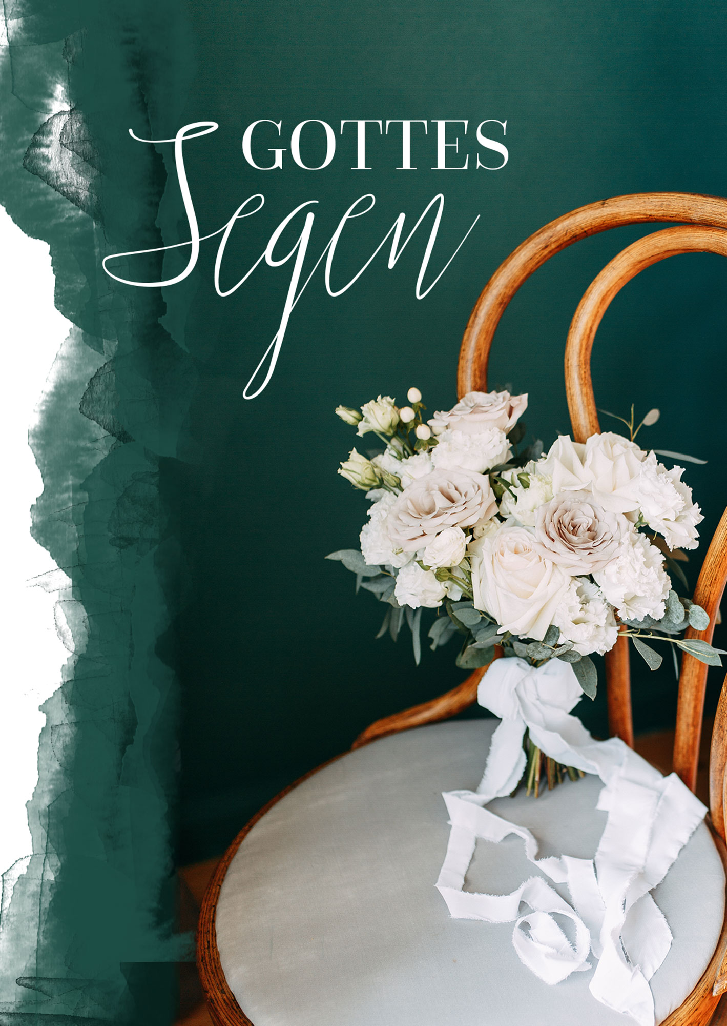 Doppelkarte – Gottes Segen (Holzstuhl) – Hochzeit Faltkarte - Gottes Segen (Holzstuhl) – Hochzeit