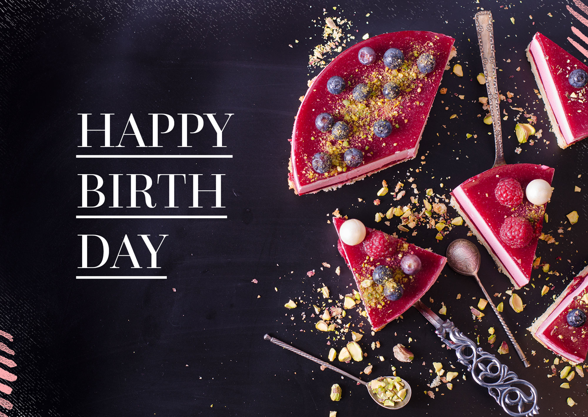 Postkarte – Happy Birthday (Tortenstücke) – Geburtstag Postkarte - Happy Birthday (Tortenstücke) – Geburtstag