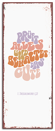 Metallschild lang – Jahreslosung Letter weiß Metallschild lang - Letter weiß