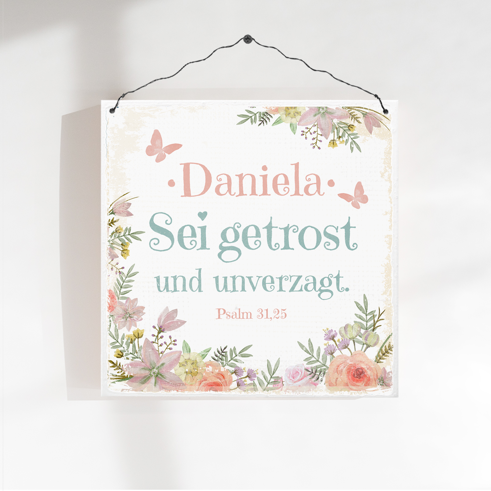 Persönliches Holzschild klein - Sei getrost