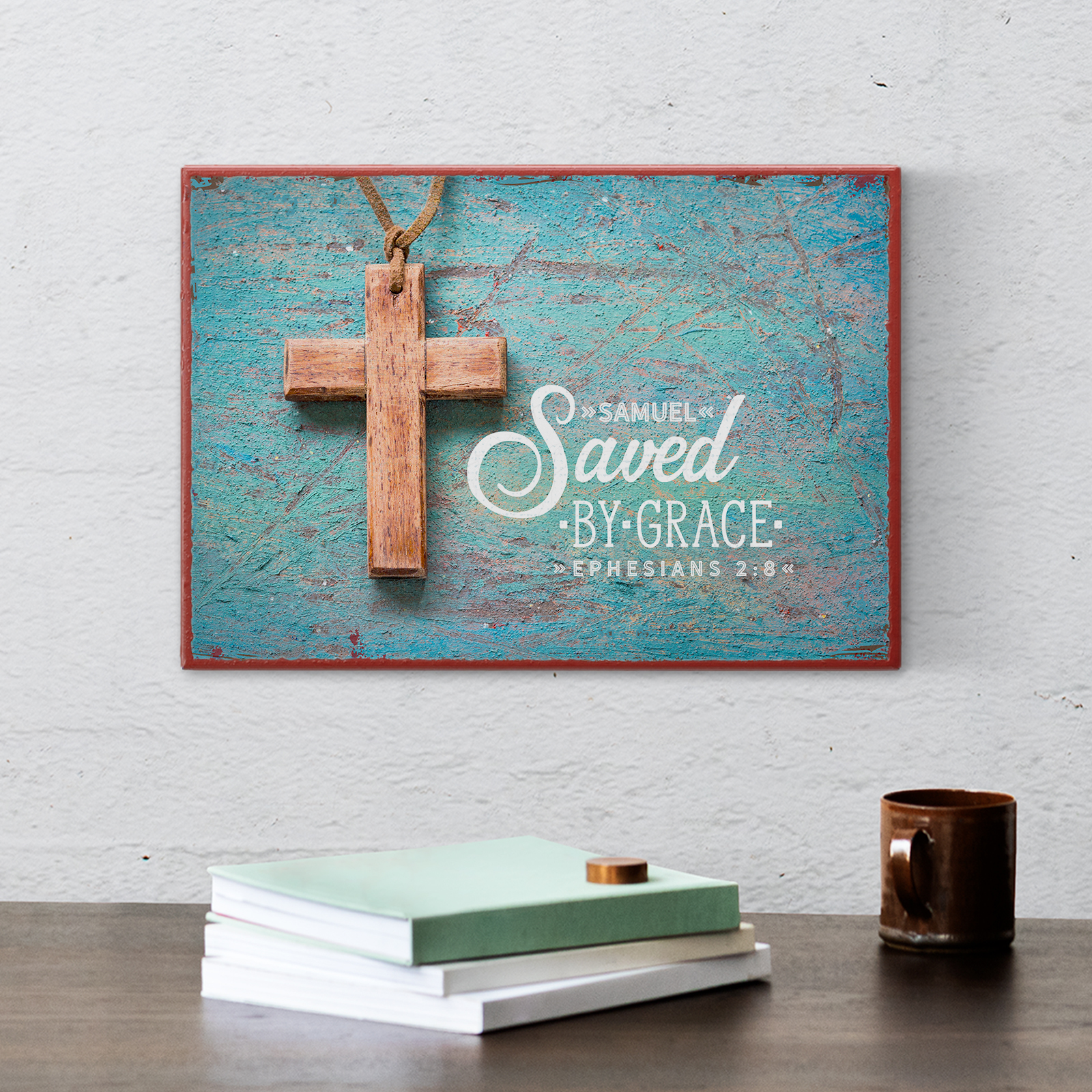 Persönliches Metallschild klein - Saved by grace