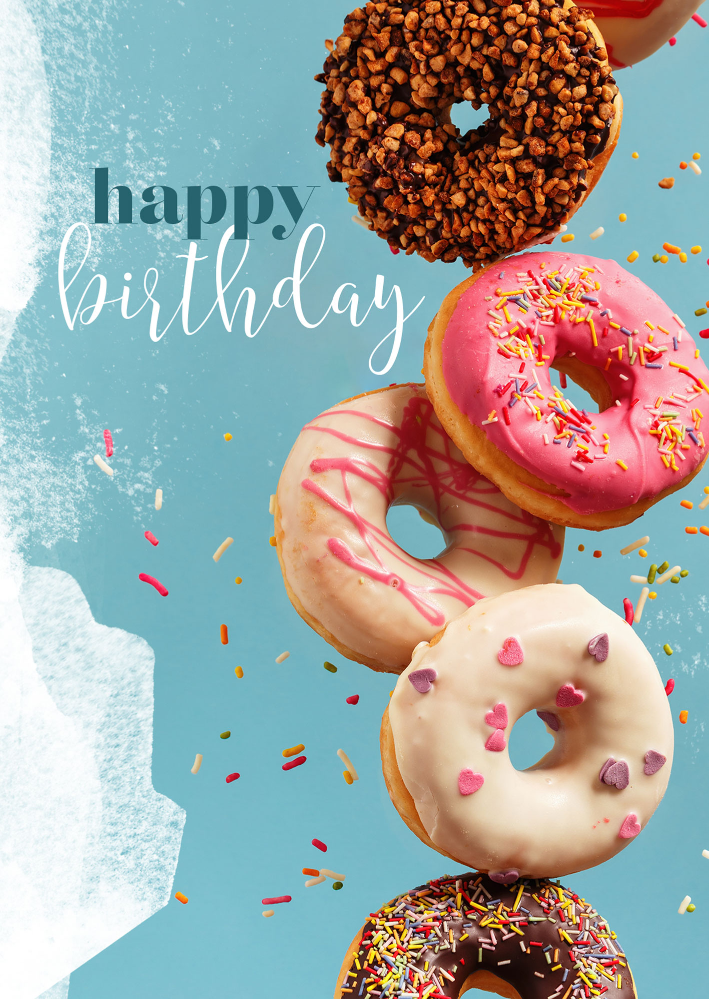 Faltkarte - Happy Birthday (Donuts)