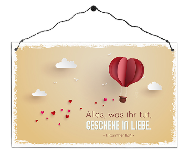 Holzschild groß - Liebe - Jahreslosung 2024 (gelb)