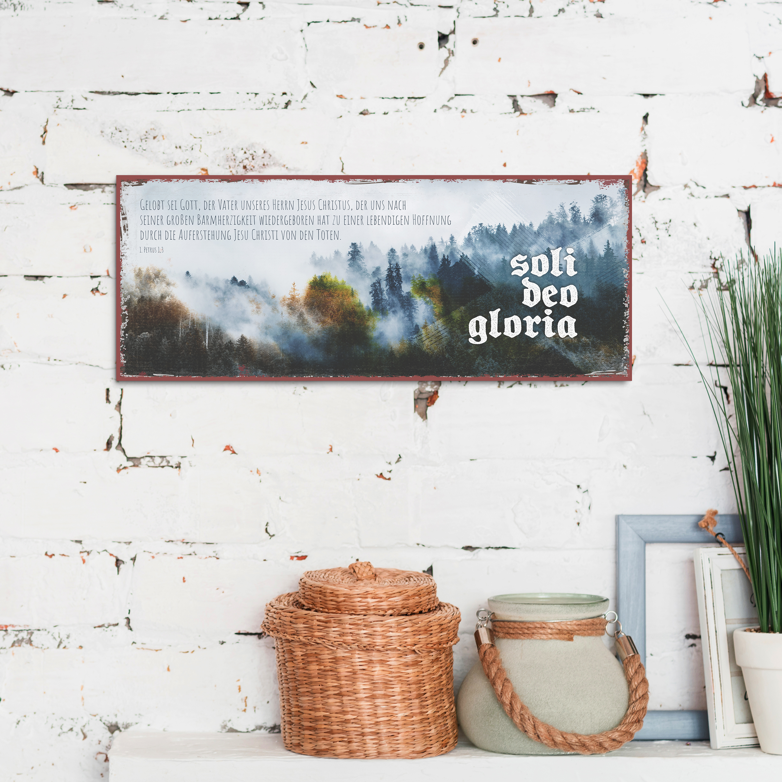 Metallschild lang - Soli Deo Gloria Metallschild lang - Soli Deo Gloria