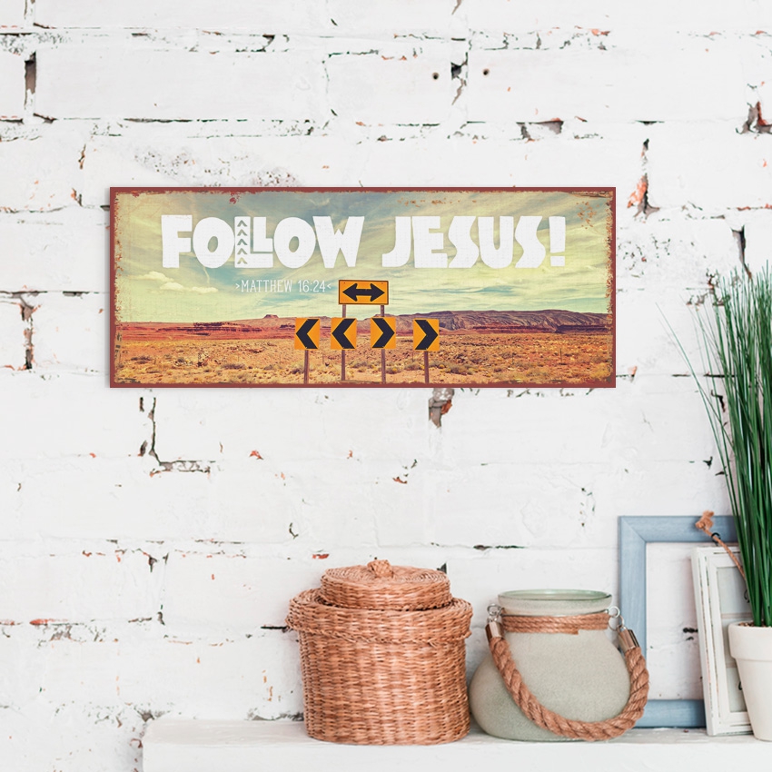 Metallschild lang - Follow Jesus Metallschild lang - Follow Jesus