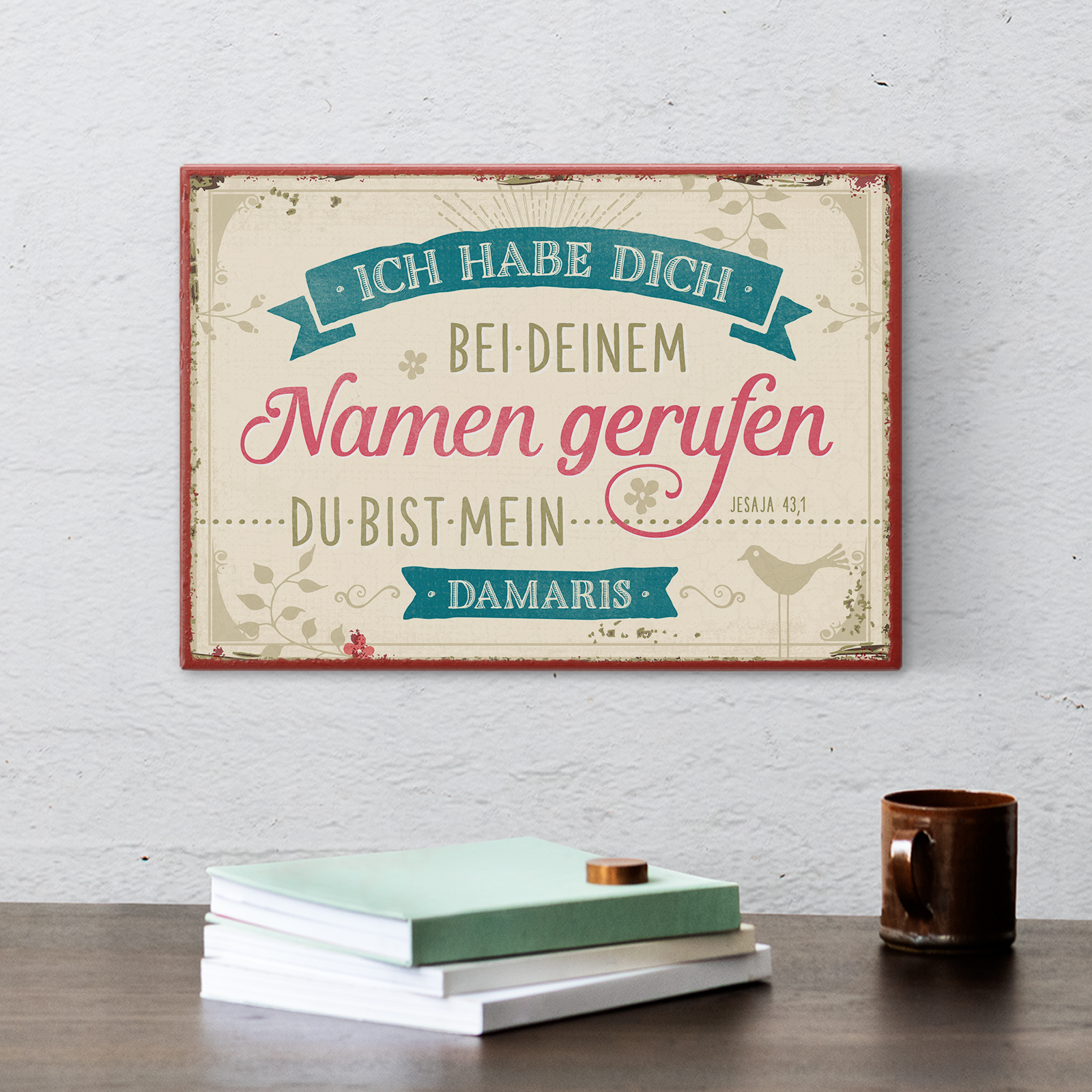 Persönliches Metallschild klein - Bei deinem Namen gerufen