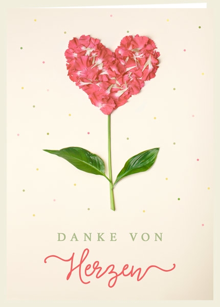 Faltkarte - Danke von Herzen (Herzblume)