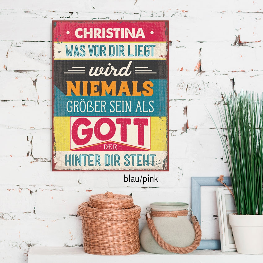 Persönliches Metallschild groß - Was vor dir liegt Persönliches Metallschild groß - Was vor dir liegt