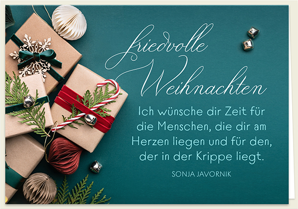 Faltkarte - Friedvolle Weihnachten – Ich wünsche dir