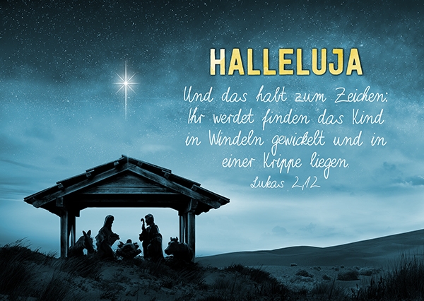 Postkarte - Halleluja (Krippe) Postkarte - Halleluja (Krippe)