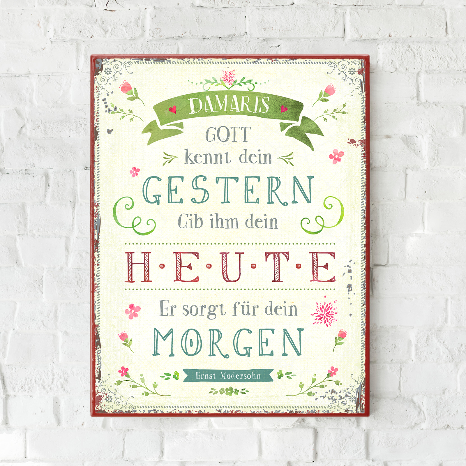 Persönliches Metallschild groß - Gott kennt dein Gestern