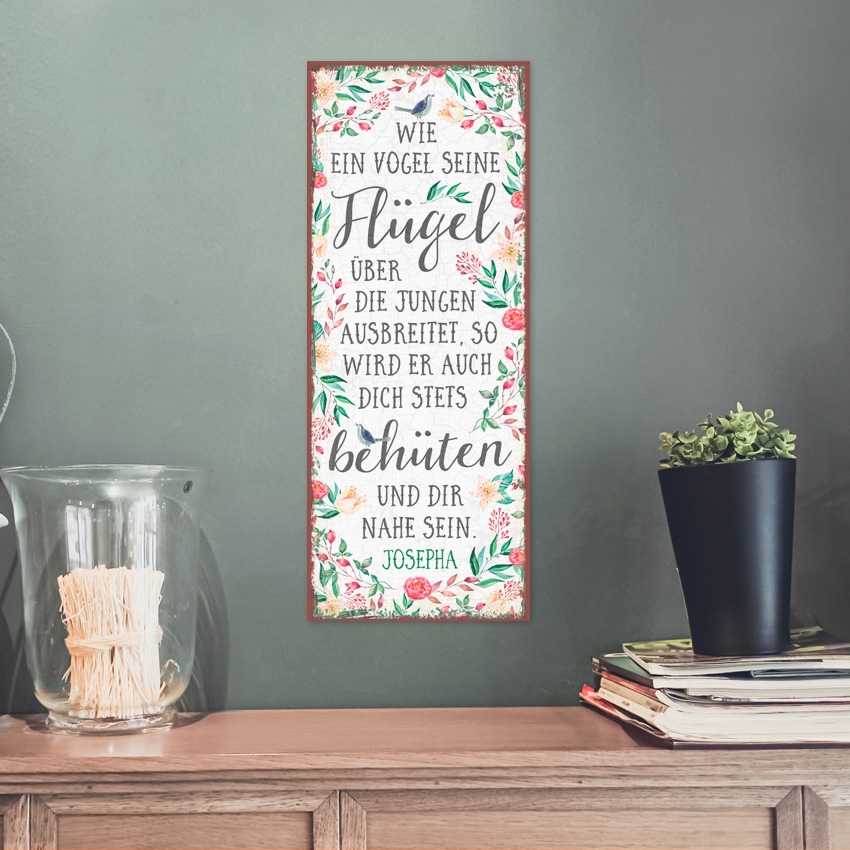 Persönliches Metallschild lang - Wie ein Vogel Persönliches Metallschild lang - Wie ein Vogel