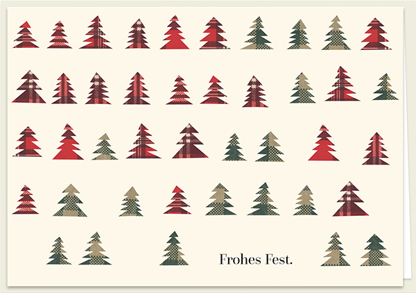 Faltkarte Naturpapier - Frohes Fest (Tannenbäume)