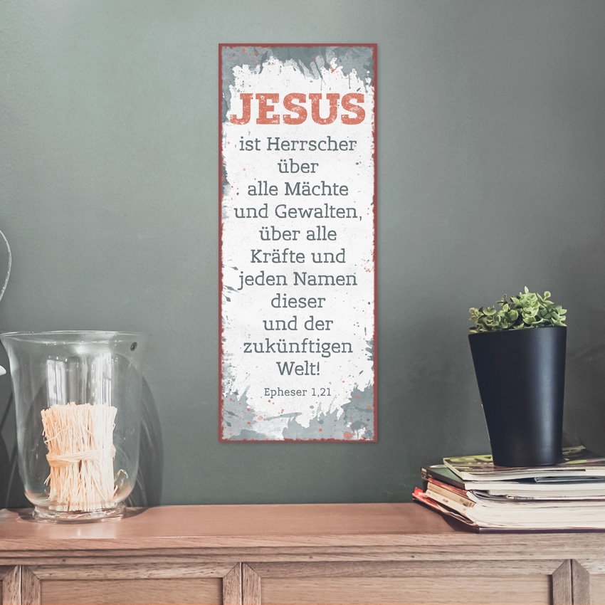 Metallschild lang - Jesus ist Herrscher Metallschild lang - Jesus ist Herrscher