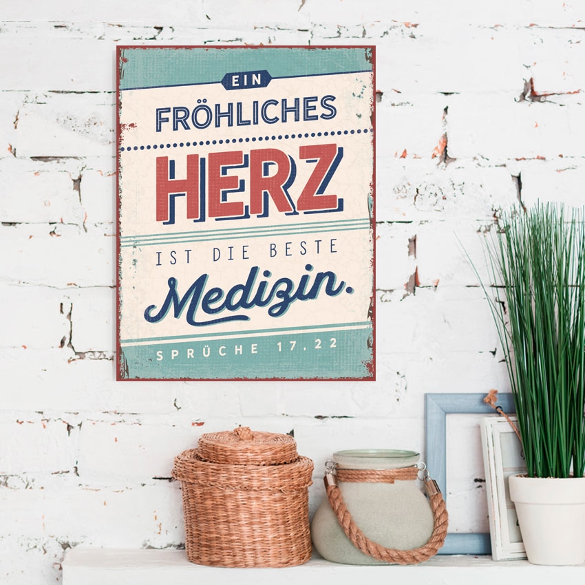 Metallschild groß - Ein fröhliches Herz Metallschild groß - Ein fröhliches Herz