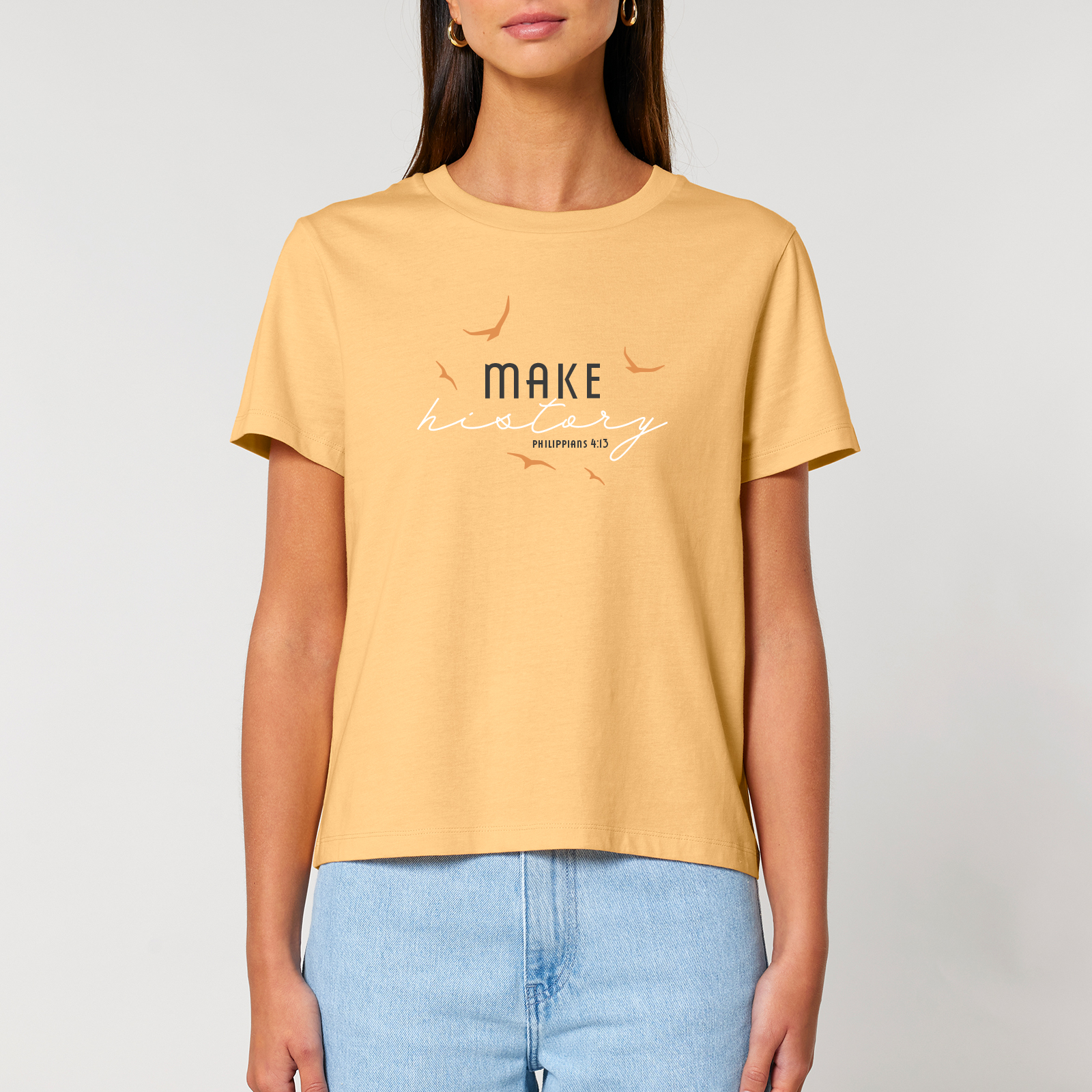 T-Shirt Make history (gelb-orange)-XXL