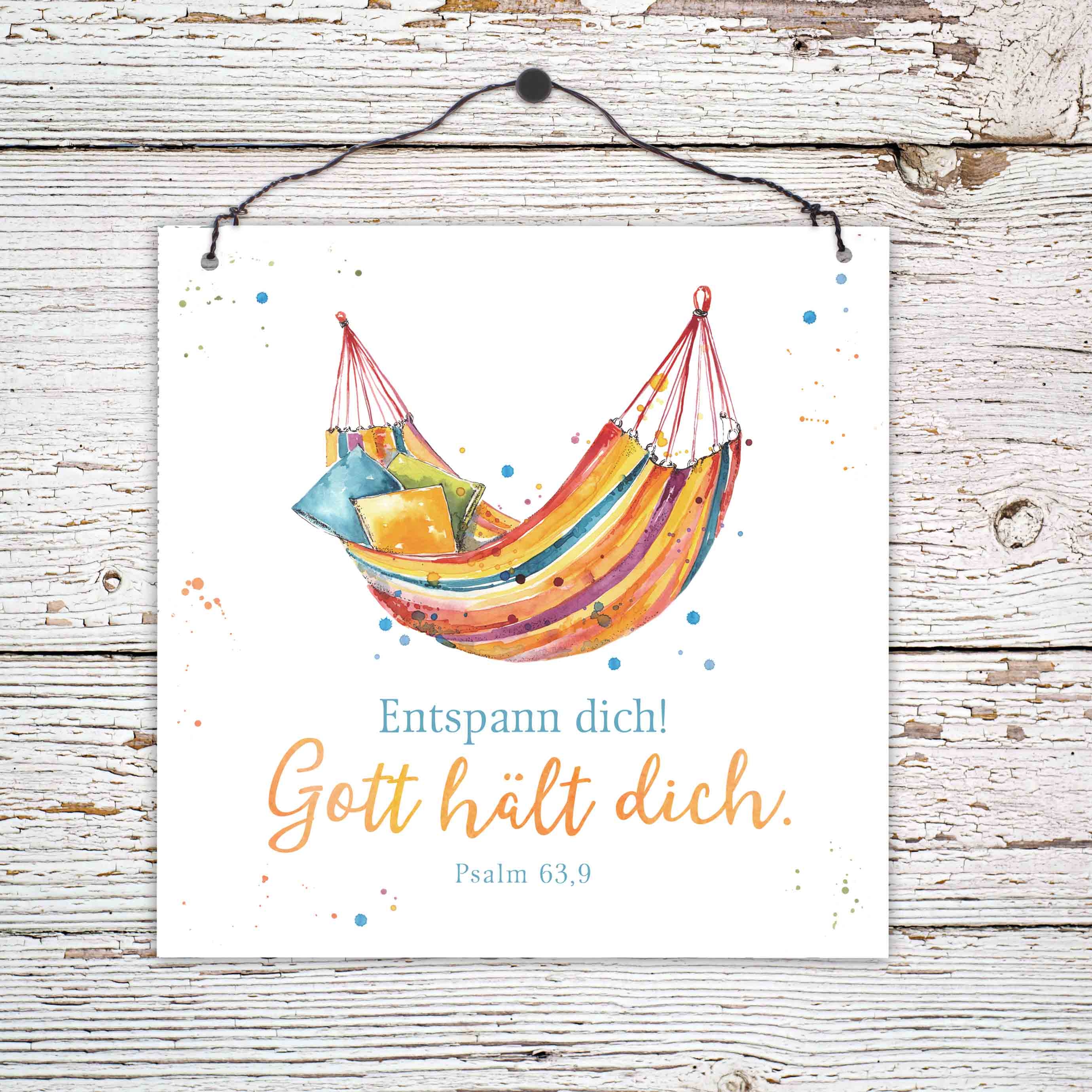 Holzschild klein - Gott hält dich