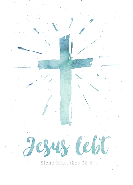 XL-Postkarte Big Blessing Silber - Jesus lebt (Kreuz)