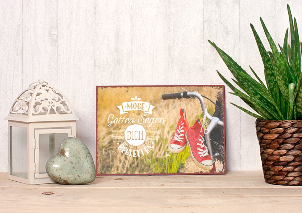 Metallschild klein - Gottes Segen begleitet Metallschild klein - Gottes Segen begleitet