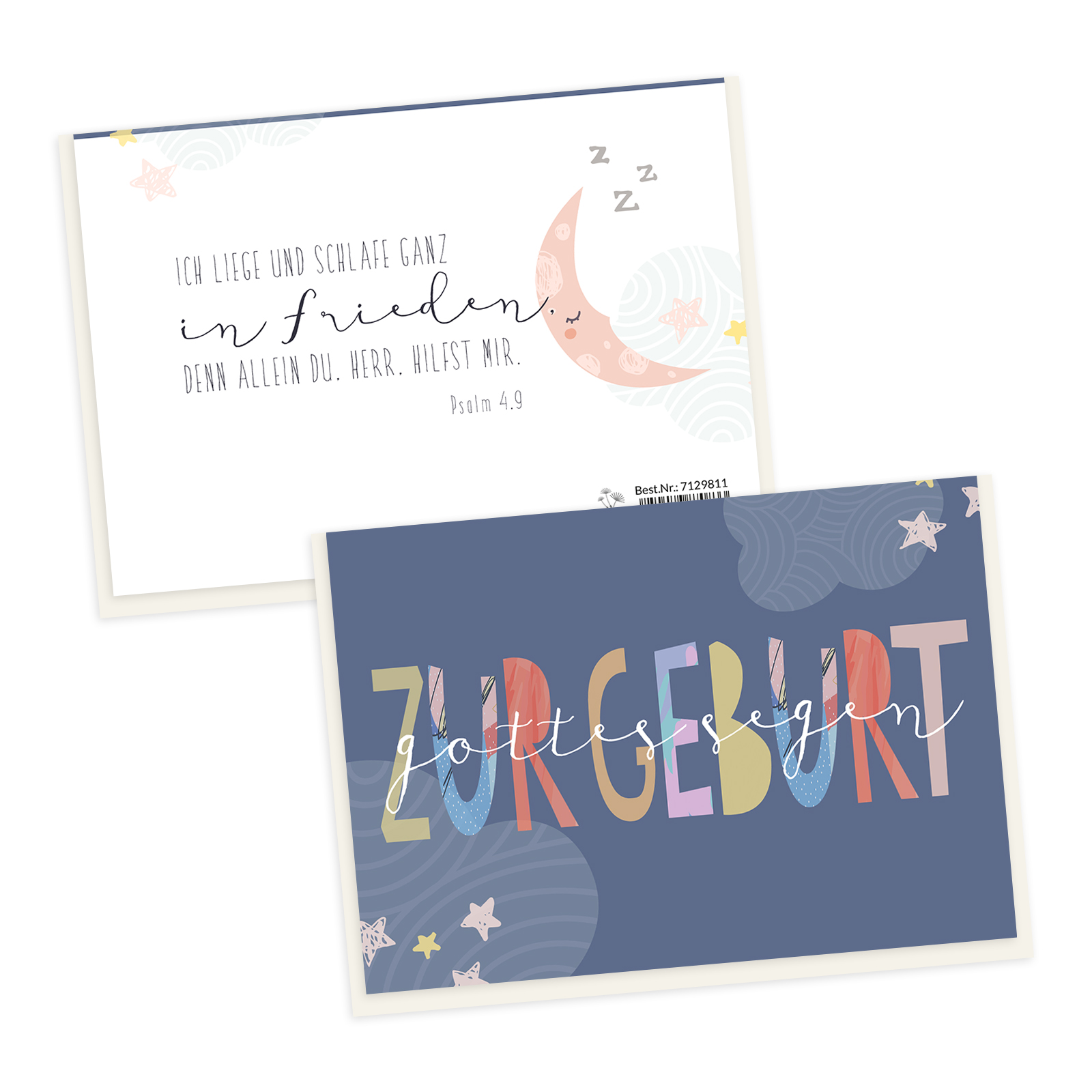 Faltkarte - Zur Geburt - Gottes Segen (Aquarell)