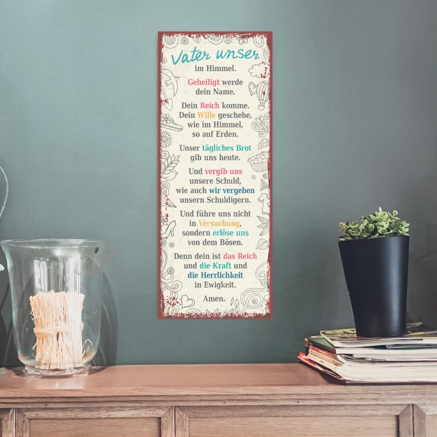Metallschild lang - Vater unser Metallschild lang - Vater unser