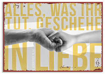 Metallschild klein – Liebe - Jahreslosung 2024 (Hände) Metallschild klein - Liebe - Hände