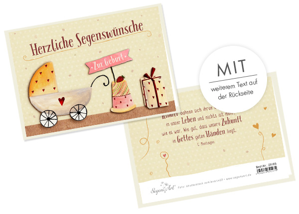 Faltkarte - Herzliche Segenswünsche - Zur Geburt Faltkarte - Herzliche Segenswünsche - Zur Geburt