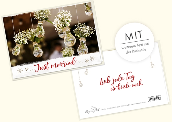 Faltkarte - Just married - Liäb jedä Tag (Schweizerdeutsch) Faltkarte - Just married - Liäb jedä Tag (Schweizerdeutsch)