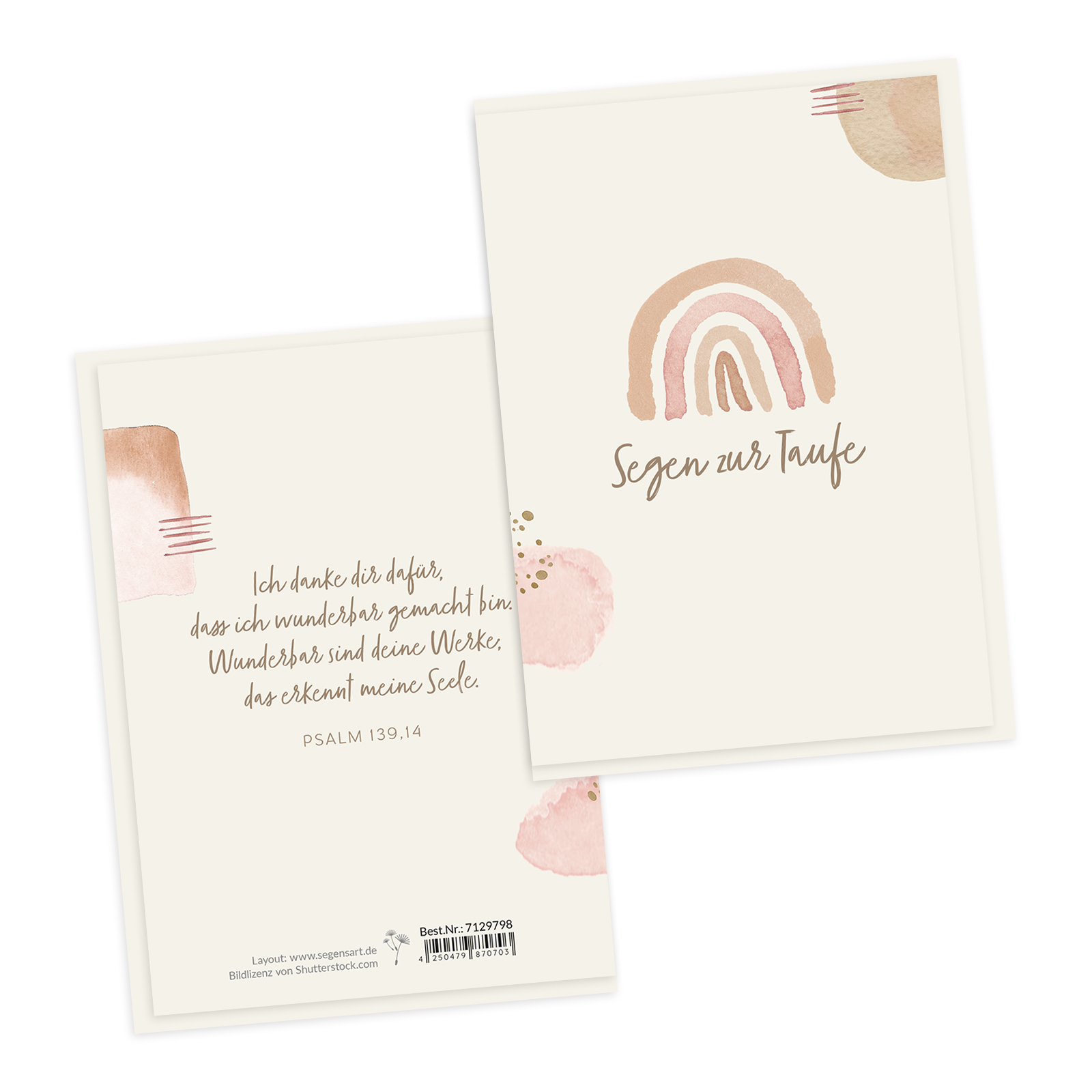 Faltkarte - Zur Taufe (Regenbogen, aquarell)