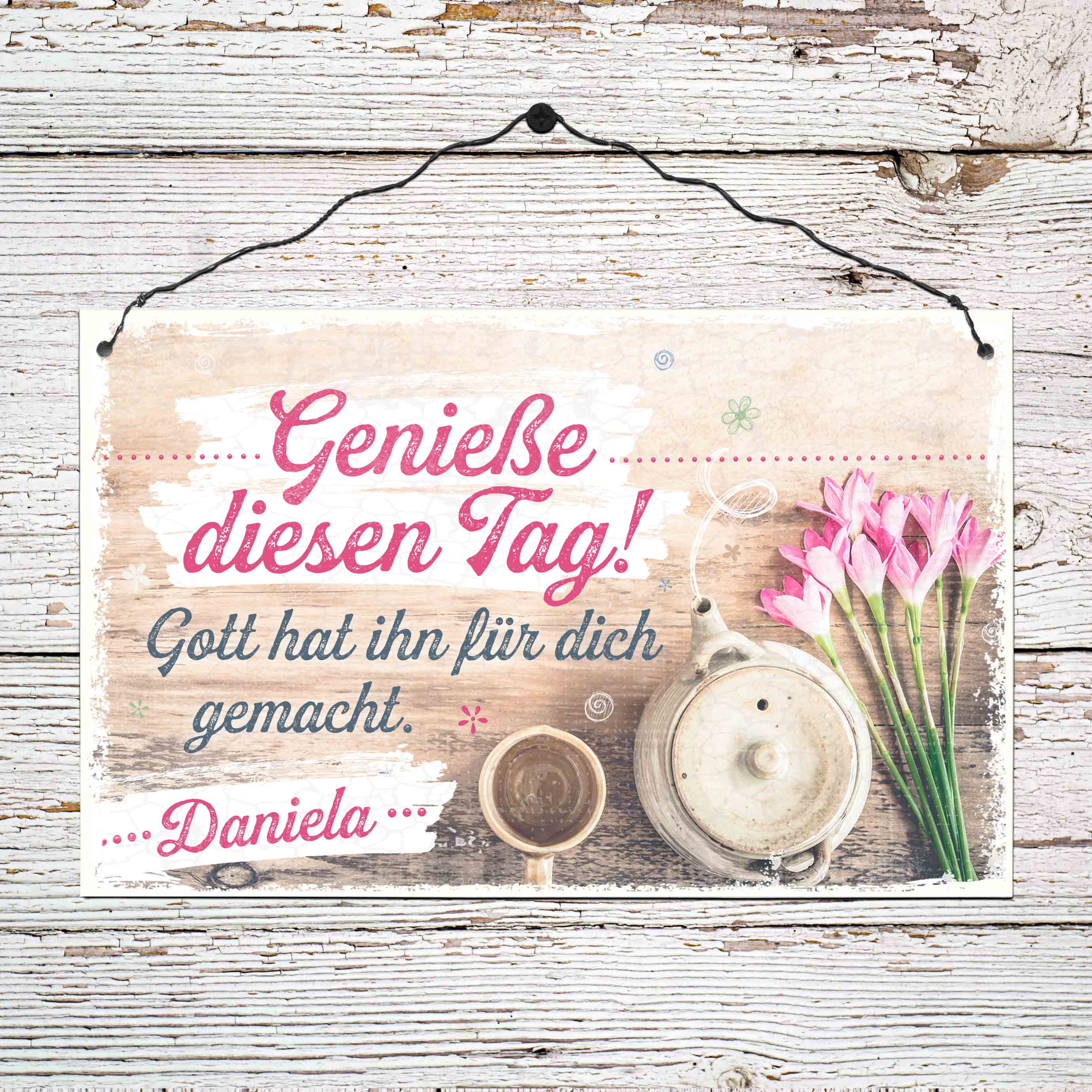 Persönliches Holzschild groß - Genieße diesen Tag Persönliches Holzschild groß - Genieße diesen Tag