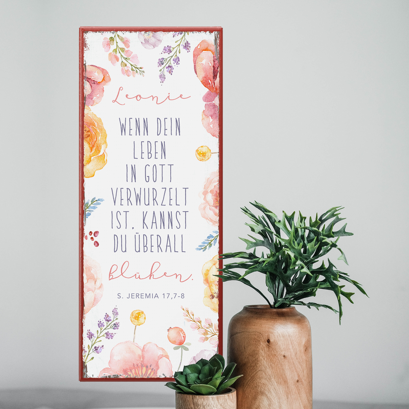 Persönliches Metallschild lang - In Gott verwurzelt